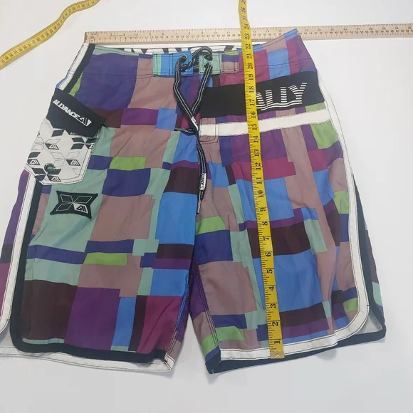 Multicolor Geometric Men's Swim Shorts Size 32 - Picture 7 of 10